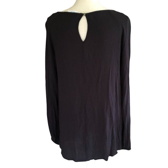 Liz Lange Maternity Lace Yoke Black Tunic Top Long Sleeve Medium - Picture 3 of 7